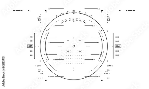 HUD sci-fi interface screen view black on white design virtual reality futuristic technology display vector