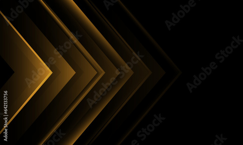 Abstract gold arrow direction geometric on black design modern futuristic technology creative background vector