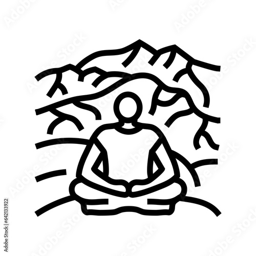 mountain retreat taoism line icon vector. mountain retreat taoism sign. isolated contour symbol black illustration