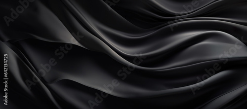 Black silk with curves and wrinkles background