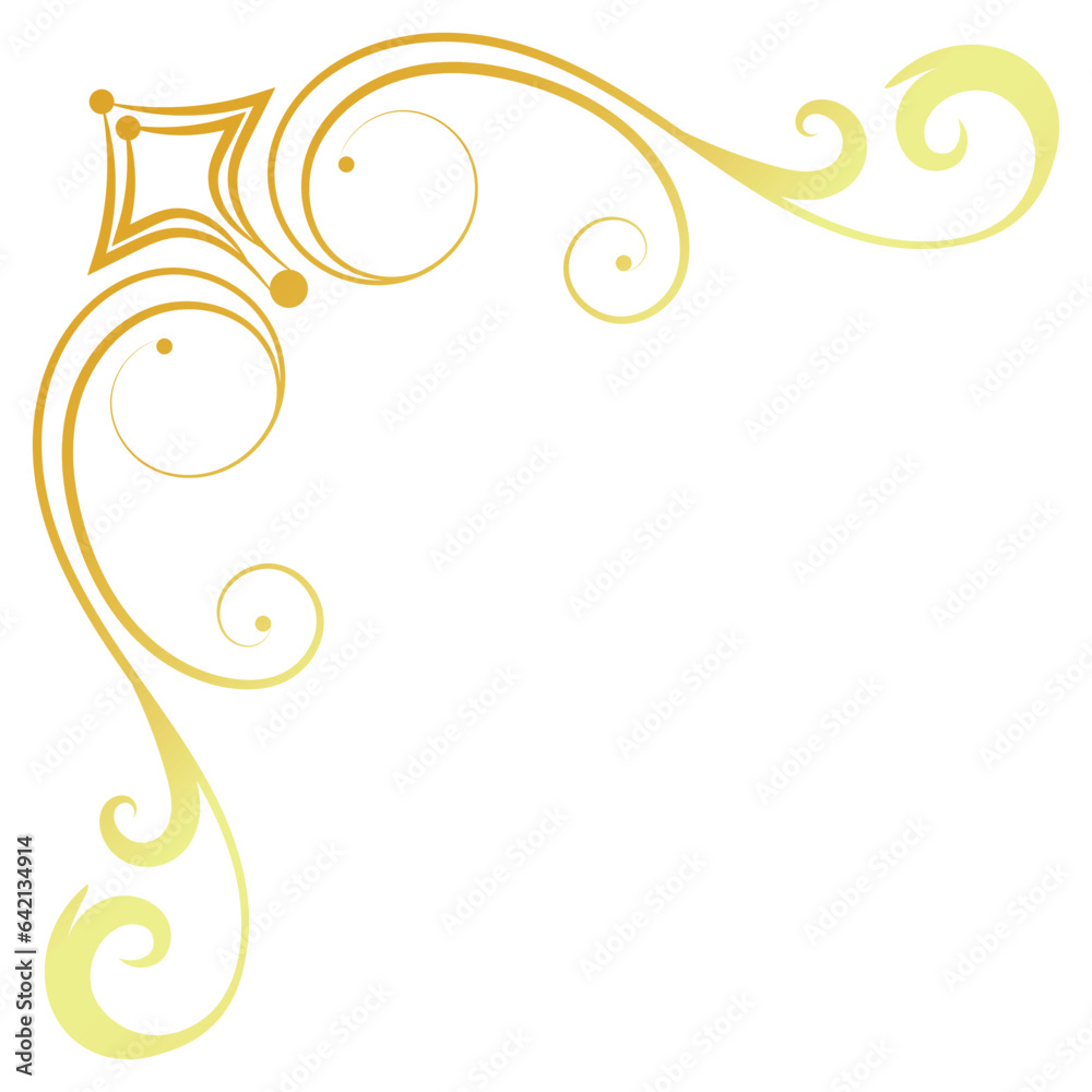 Gold vintage baroque corner ornament retro pattern antique style acanthus. Decorative design element filigree calligraphy. You can use for wedding decoration of greeting card and laser cutting.