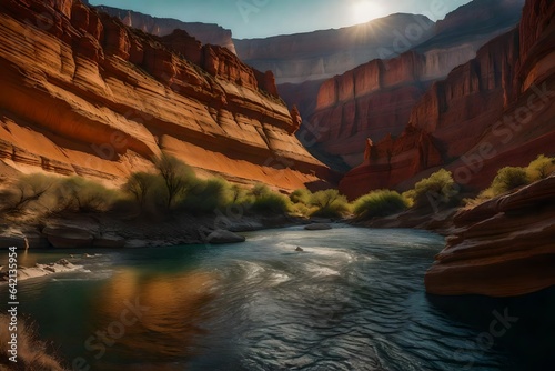 Majestic and awe-inspiring canyon carved by a river over millions of years - AI Generative