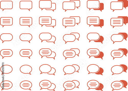 会話吹き出しアイコン_36個セット_オレンジ