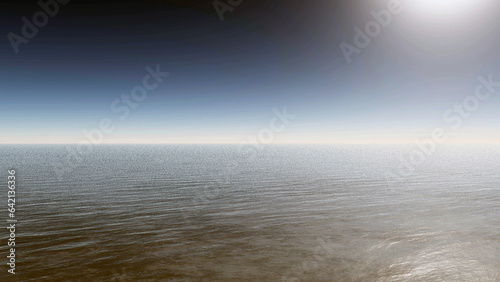 Endless sea in the ways of summer sun 3D illustration