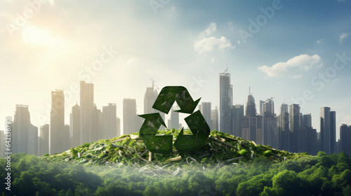 Recycle symbol copy space, Eco friendly earth background.