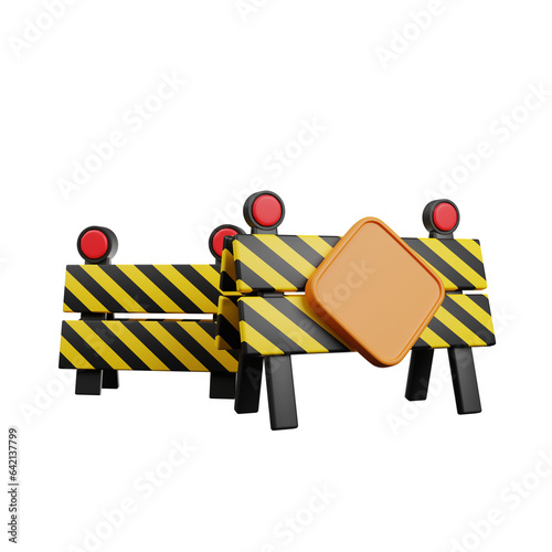 3d illustration of road block 3d render icon