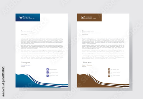 corporate modern letterhead design template with blue nad brown color. creative modern letter head design template for your project. letterhead, letter head, Business letterhead design.