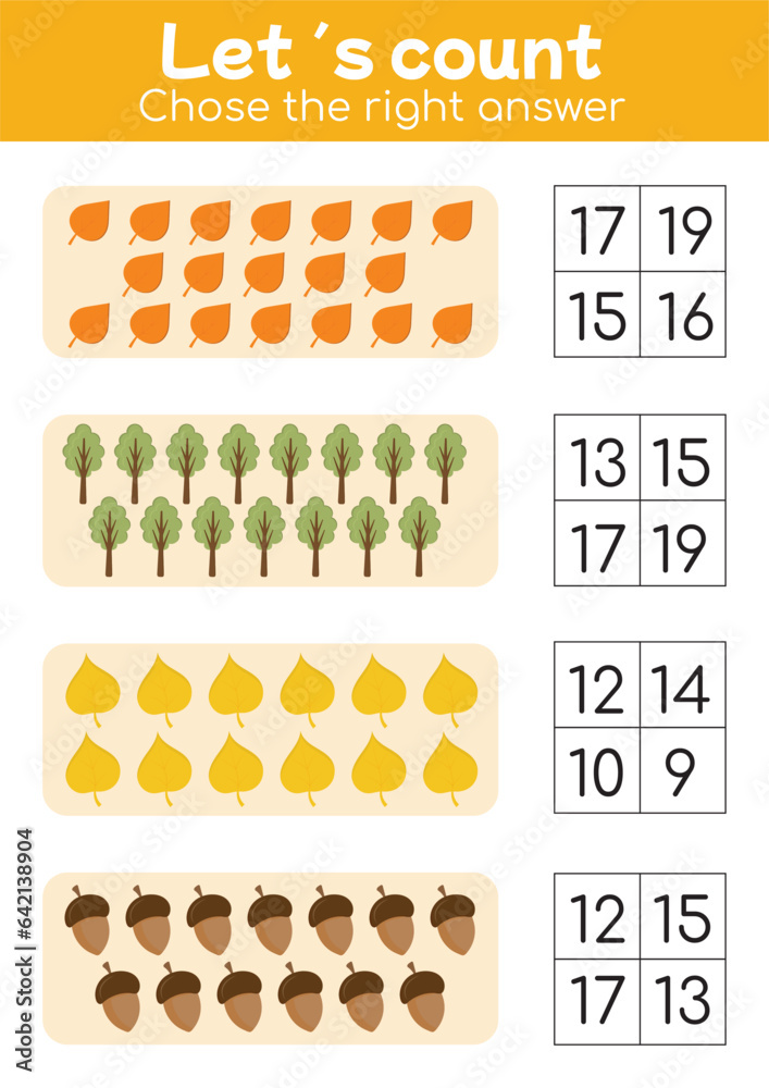 Math worksheets for early child development, addition, and subtraction