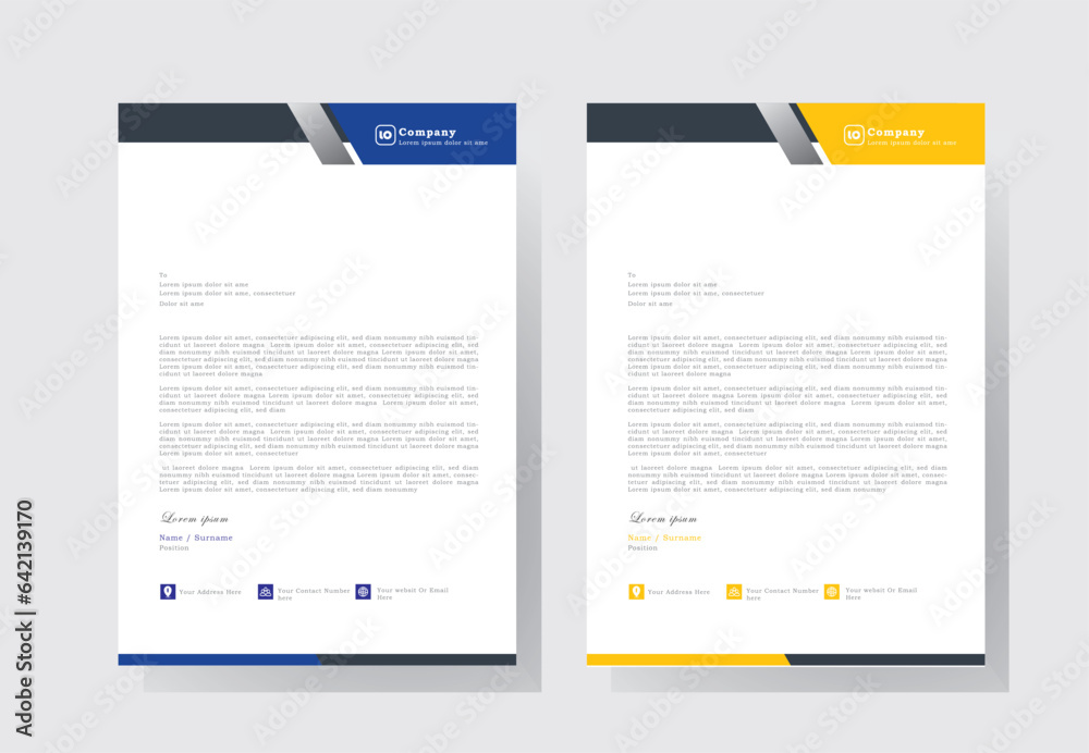 Letterhead template, Modern abstract letterhead business templates. creative colorful and clean design and Vector illustration, letterhead tempalte with light blue and yellow, professional letterhead Letterhead template, Modern abstract letterhead business templates. creative colorful and clean design and Vector illustration, letterhead tempalte with light blue and yellow, professional letterhead