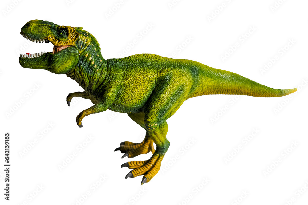 Fototapeta premium Tyrannosaurus Rex. T-Rex is a genus of large theropod dinosaur. Jurassic carnivore giant. Transparent background. 