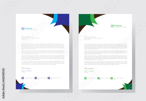 corporate modern letterhead design template with blue and green color. creative modern letter head design templatefor business. letterhead, letter head, Business letterhead design. company letterhead photo