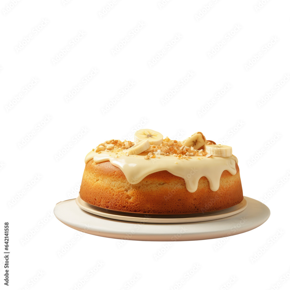 Cake made with bananas set against a transparent background with room for text Cake made with bananas set against a transparent background with room for text