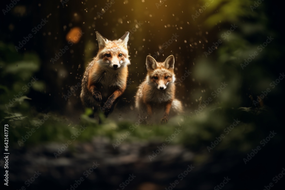Naklejka premium red fox in the forest