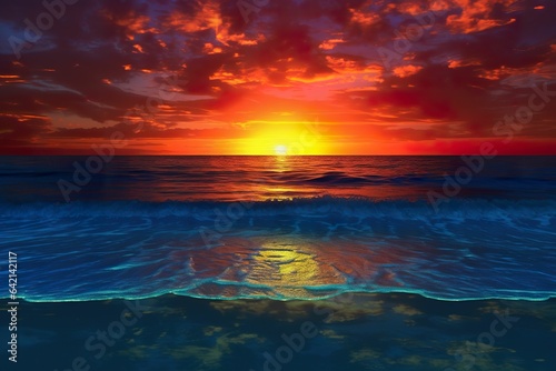 Abstract colorful seaside sunset background  seaside sunset in 3d style  wallpaper in modern art style  bright tones