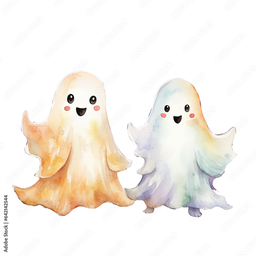 Child friendly ghost illustrations in a detective themed print on a transparent background Child friendly ghost illustrations in a detective themed print on a transparent background