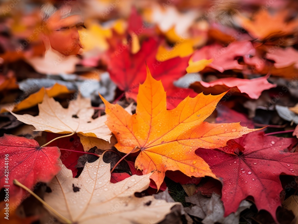 red maple leaf in an autumn setting red maple leaf in an autumn setting