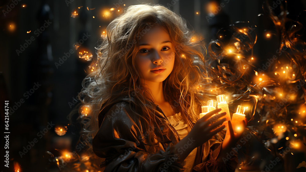portrait of a girl with lights