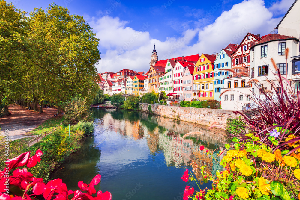 Tubingen, Germany. Colorful old town on the river Neckar, Bavaria.