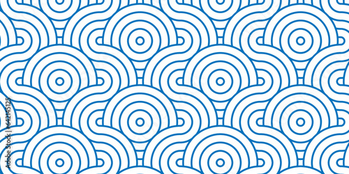  Seamless geometric ocean spiral pattern and abstract circle wave lines. blue seamless tile stripe geomatics overloping create retro square line backdrop pattern background. Overlapping Pattern.