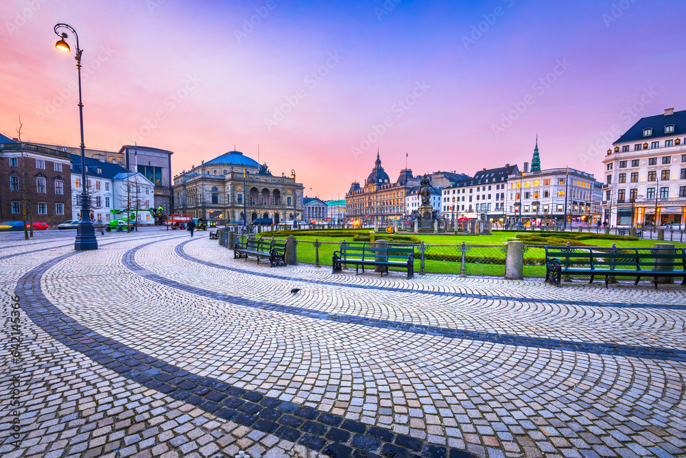 Copenhagen, Denmark. Kongens Nytorv square, largest in the city.