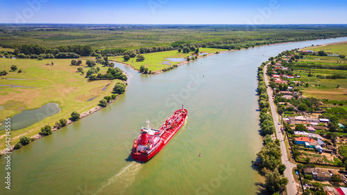 Tulcea, Romania. Sulina Branch, marine navigation on Danube River photo