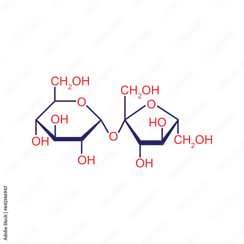 Sucrose Sugar Molecule Concept Design. Vector Illustration. Sucrose Sugar Molecule Concept Design. Vector Illustration.
