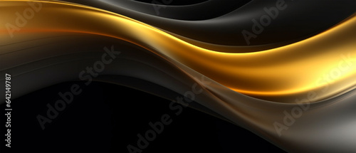 black and gold waves abstract 3d background. generative ai