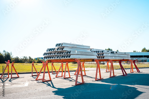 Wallpaper Mural Stack of precast reinforced concrete slabs in a house-building factory workshop Torontodigital.ca
