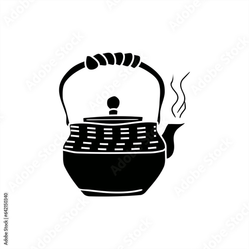 monochrome silhouette illustration of a unique tea pot
