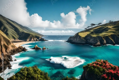 Scenic coastal drive with breathtaking ocean views - AI Generative