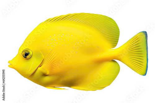 Isolated yellow Tang fish on transparent background, cutout

