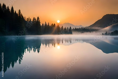 sunrise on the lake.