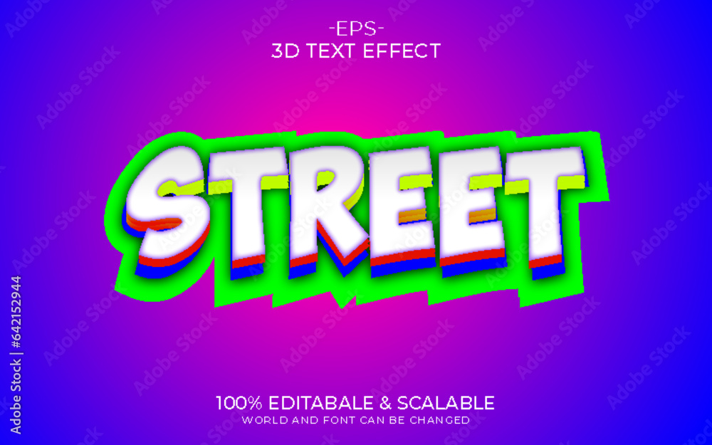 Vector 3d street graffiti text effect colorful style Editable text effect with vector eps