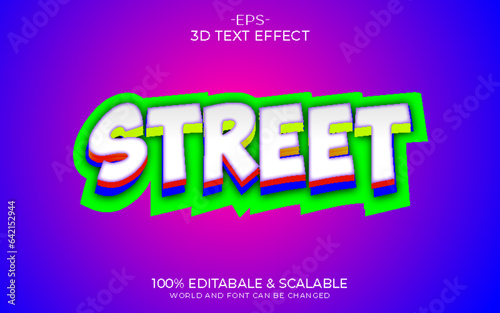 Vector 3d street graffiti text effect colorful style Editable text effect with vector eps