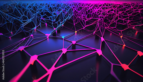 Abstract futuristic background with pink blue glowing, Ai generated image © Trendy Three
