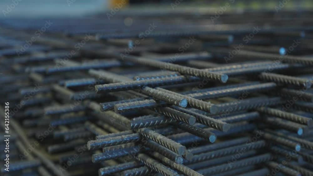 Metal armature. Building materials. Construction site. Reinforced