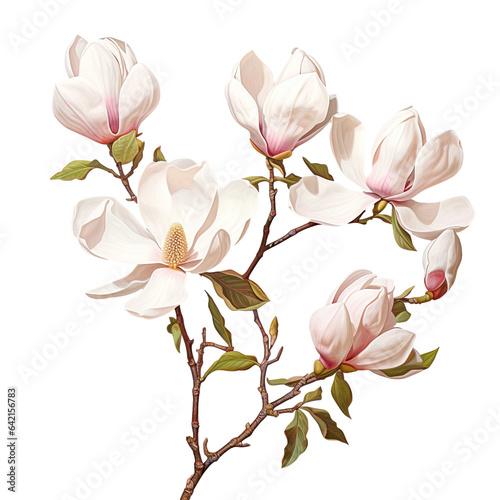 Magnolia flowers isolated on a transparent background