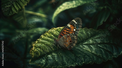 Illustration of a butterfly perched on a beautiful flower
