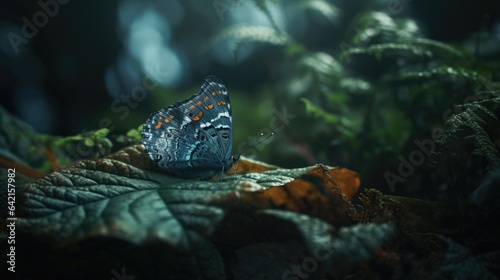 Illustration of a butterfly perched on a beautiful flower