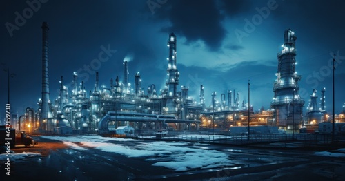 factory  background  construction industry  pipeline  construction  industry  artificial  industrial building  building  manufacture. background image is construction industry building on night sky.