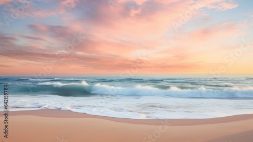 Fototapeta Naklejka Na Ścianę i Meble -  wave, beach, summer, sand, sea, ocean, travel, nature, lagoon, paradise. background picture is wave of ocean beach. color of sea is navy and green blue. when wave impact at sand born of bubble so much
