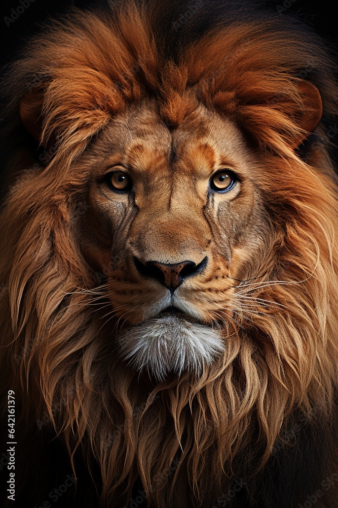 Lion of Judah, exuding strength and power. Christian conceptual illustration. AI-generated image	
