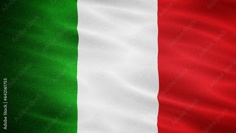 Waving Fabric Texture Of Italy National Flag Graphic Background