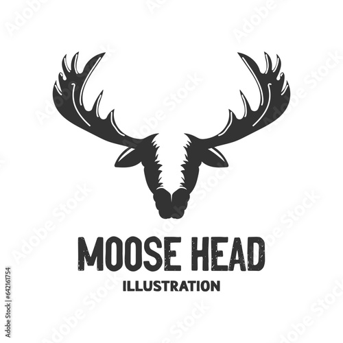 Vintage Moose Elk Head Illustration Template Vector
