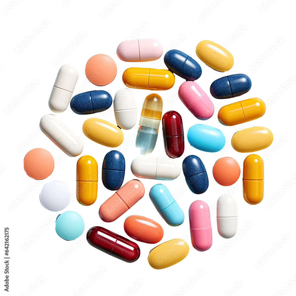 Colorful antibacterial pills on a transparent background Colorful antibacterial pills on a transparent background