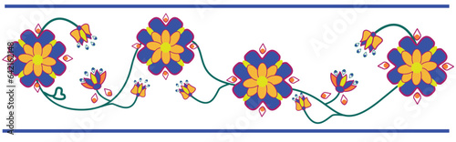 ornament with blue flowers, oriental ornament, vintage. decorative, motif