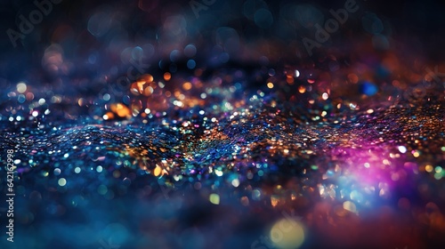 Wallpaper Mural Abstract shimmering holiday background blue, gold bokeh lights Glitter illustration. Design ai Torontodigital.ca