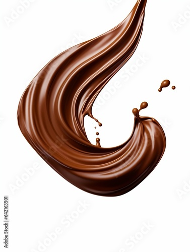 Flowing Liquid Chocolate on White. Generative ai