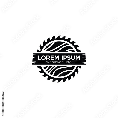 Sawmill vintage carpentry woodworking service silhouette logo design vector template
