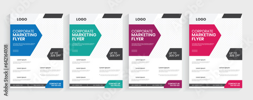 Corporate agency marketing a4 flyer cover template, new business marketing pamphlet vector layout, modern case study one-sided a4 leaflet design